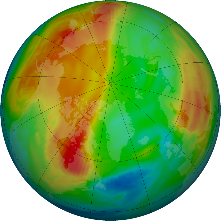 Arctic ozone map for 13 January 1986